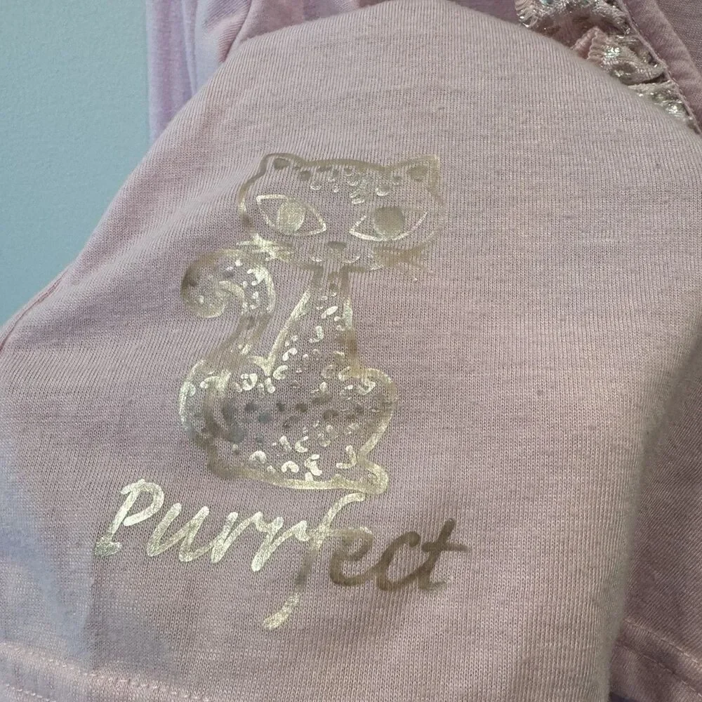 Vintage Y2K Total Girl Pajama Set Leopard Print Ruffle Pink Girls sz Large